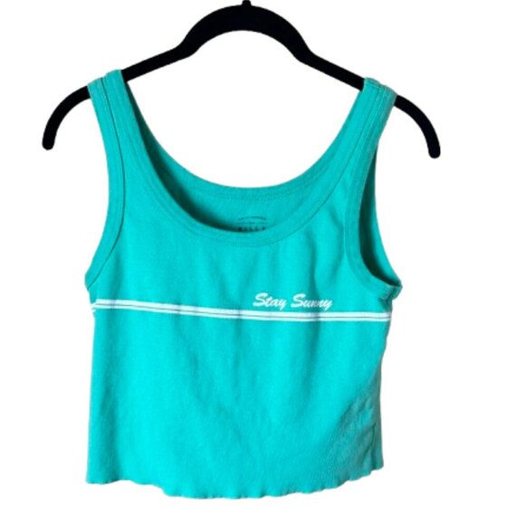 BILLABONG Stay Sunny Crop Tank Top Size Large Green - Picture 1 of 8